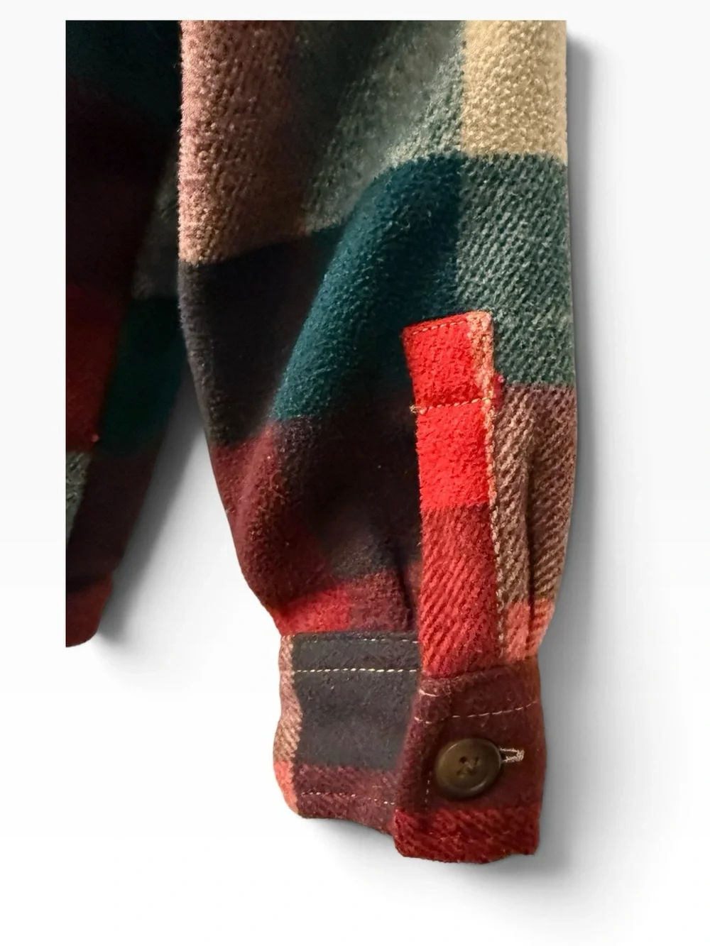 Toddler Boys Old Navy plaid Sherpa Shacket  in red tan & green Size 3T